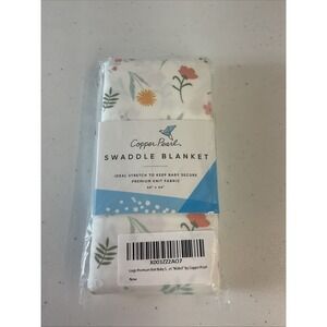 NEW Copper Pearl Knit Baby Swaddle Blanket 46" X  46" Floral "Mabel" Baby Girl L